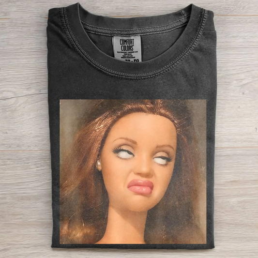 FACE DOLL GIRL FUNNY MEME TEE