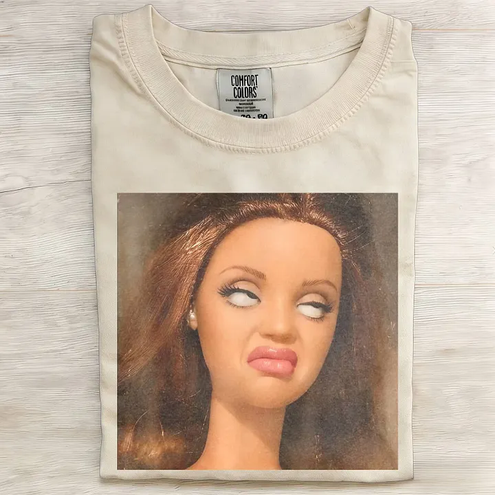 FACE DOLL GIRL FUNNY MEME TEE