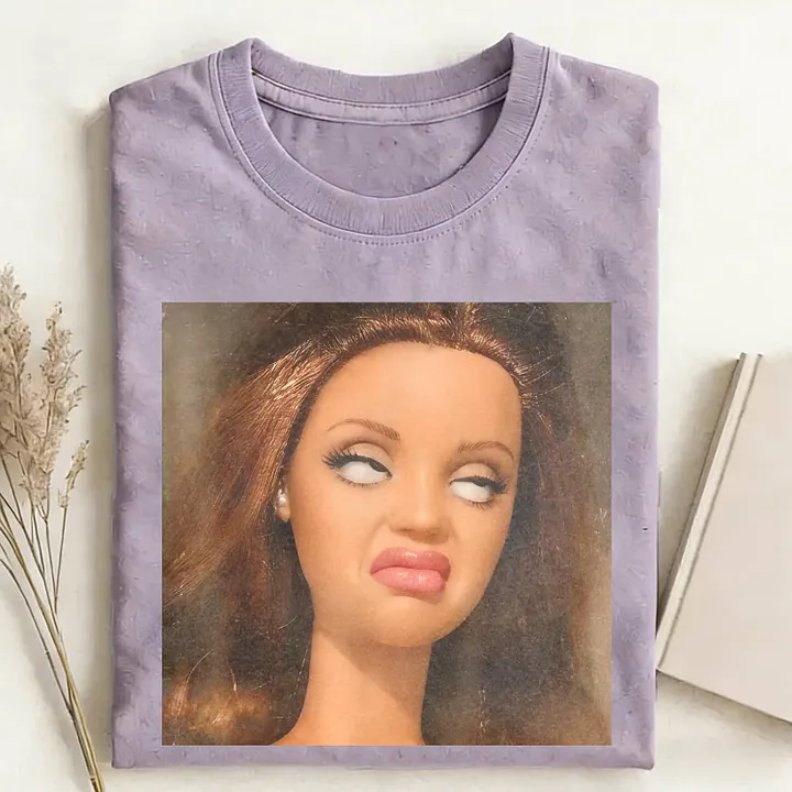 FACE DOLL GIRL FUNNY MEME TEE