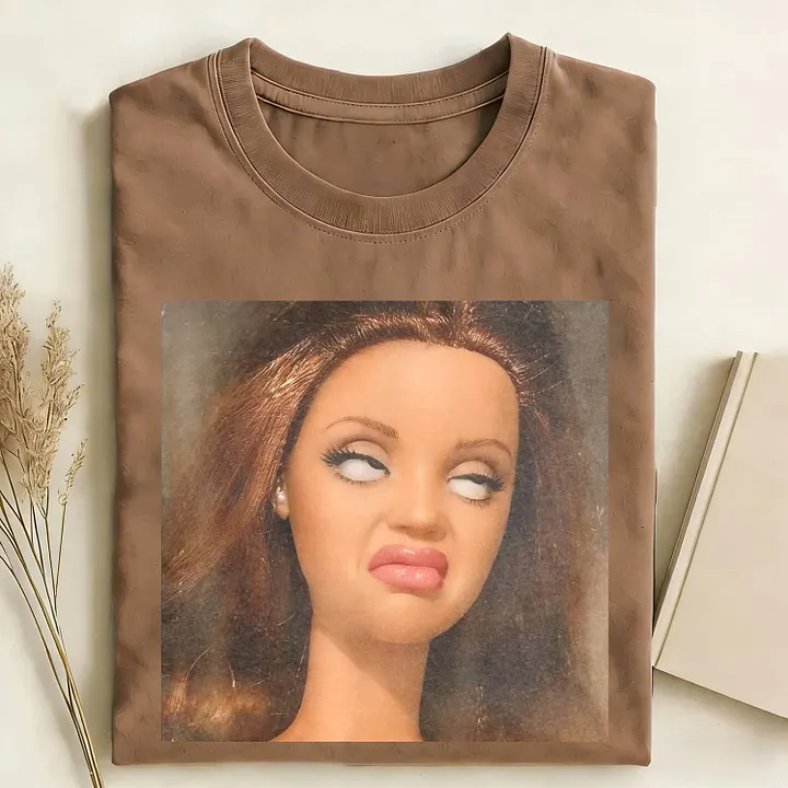 FACE DOLL GIRL FUNNY MEME TEE