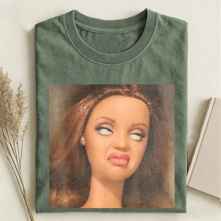 FACE DOLL GIRL FUNNY MEME TEE